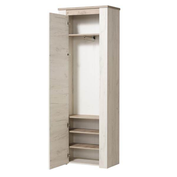 Flurgarderobe Garderoben Set Flurmöbel Komplettset 5-tlg Holz Eiche Weiss Grau Vintage - Palo24