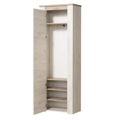 Flurgarderobe Garderoben Set Flurmöbel Komplettset 5-tlg Holz Eiche Weiss Grau Vintage - Palo24