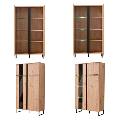 Wohnwand Schrankwand Anbauwand Eiche Holz Industrial Style - Palo24