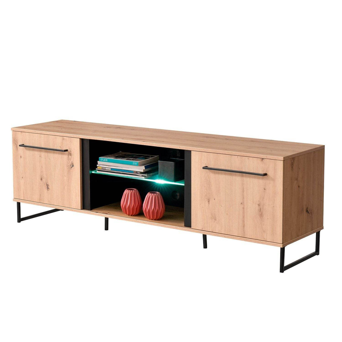 Wohnwand Schrankwand Anbauwand Eiche Holz Industrial Style - Palo24
