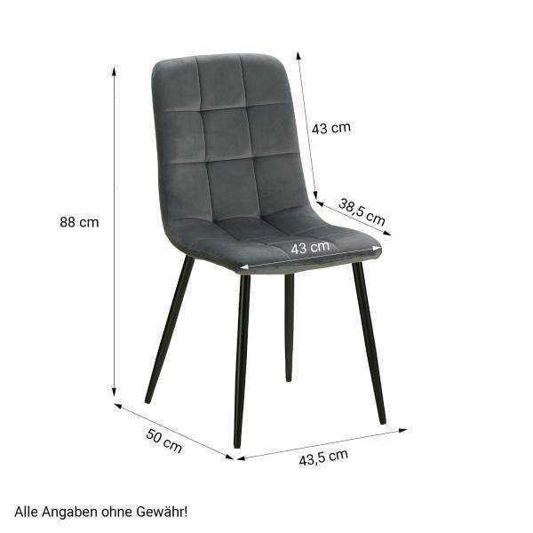 Essgruppe mit 2 Stühlen Esstisch Weiss 80x80 cm Esszimmertisch Holz Massiv Polsterstühle Samt Grau - Palo24