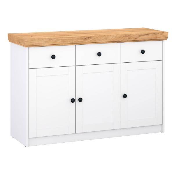 Kommode Sideboard Holz Eiche Weiss Massiv Highboard Anrichte - Palo24