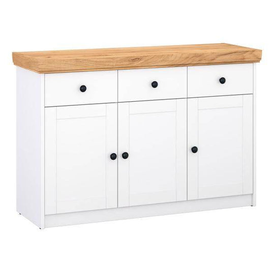 Kommode Sideboard Holz Eiche Weiss Massiv Highboard Anrichte - Palo24