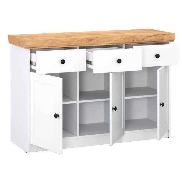 Kommode Sideboard Holz Eiche Weiss Massiv Highboard Anrichte - Palo24