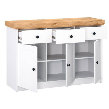 Kommode Sideboard Holz Eiche Weiss Massiv Highboard Anrichte - Palo24