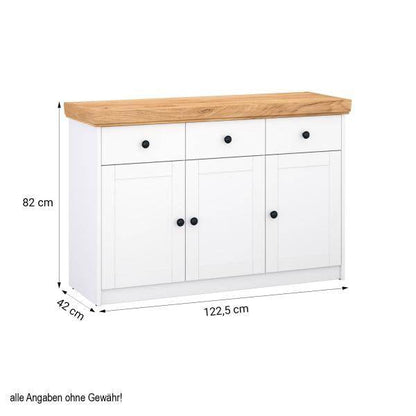 Kommode Sideboard Holz Eiche Weiss Massiv Highboard Anrichte - Palo24
