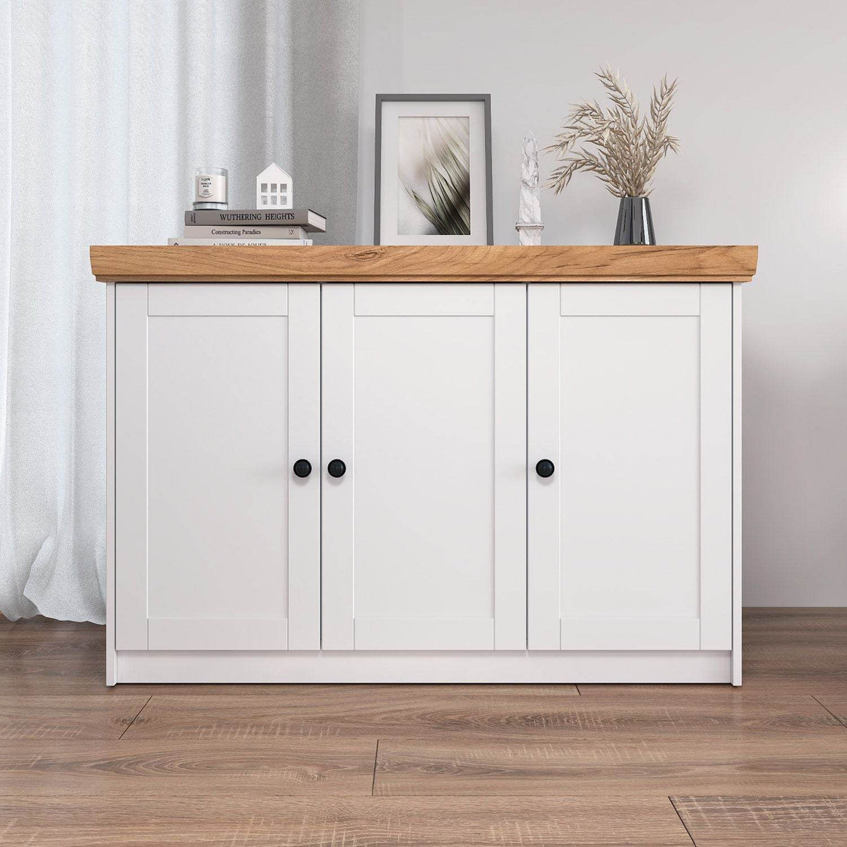 Kommode Sideboard Holz Eiche Weiss Massiv Schrank Highboard Anrichte - Palo24
