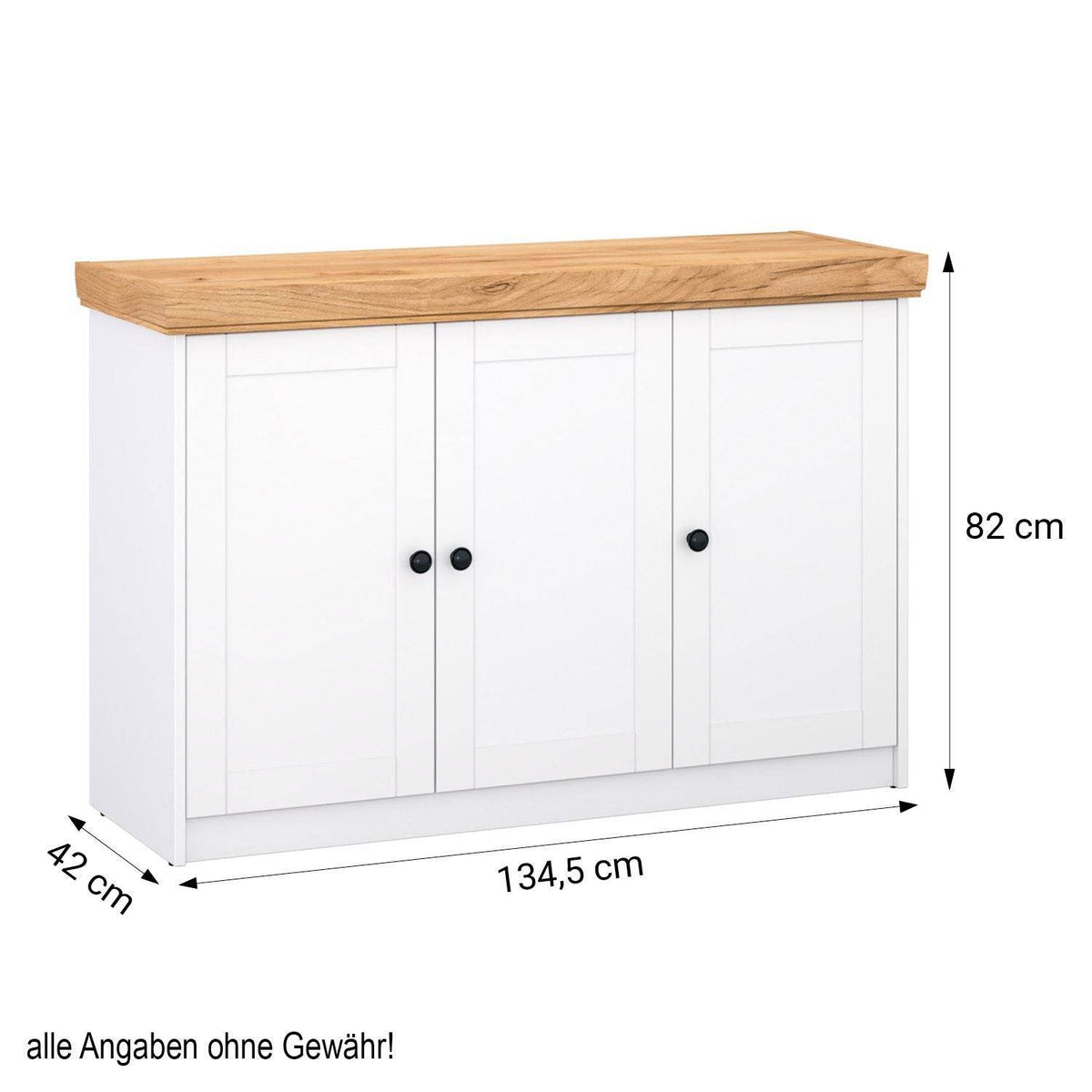 Kommode Sideboard Holz Eiche Weiss Massiv Schrank Highboard Anrichte - Palo24