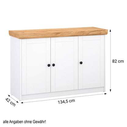Kommode Sideboard Holz Eiche Weiss Massiv Schrank Highboard Anrichte - Palo24