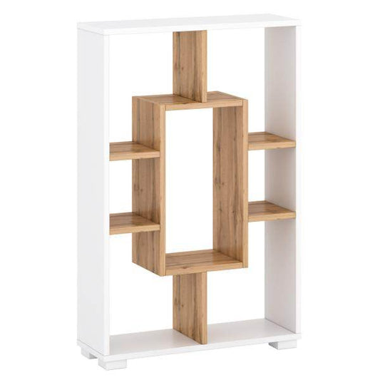 Standregal Wandregal 7 Fächer Bücherregal 4 Varianten Eiche Weiss Holz Massiv - Palo24