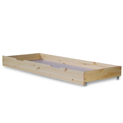 Holzbett 140x200 cm Natur | Doppelbett mit Bettkasten | mit Lattenrost | massiv | Kind Jugend Gast