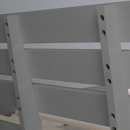 Holzbett 140x200 cm Grau | Doppelbett mit Bettkasten | mit Lattenrost | massiv | Kind Jugend Gast
