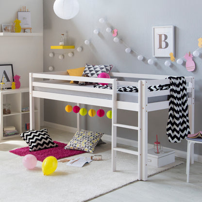 Hochbett Kinder 90x200 cm Weiss Basic | mit Lattenrost