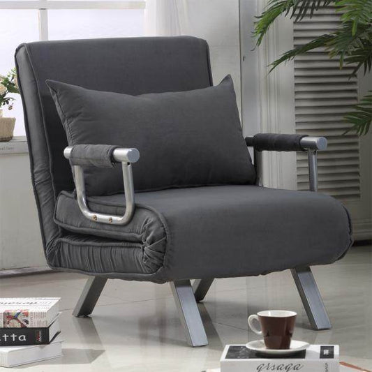 Schlafsofa mit Armlehne 3-in-1 Schlafsessel Gästebett Klappbett Chaiselongue Grau - Palo24