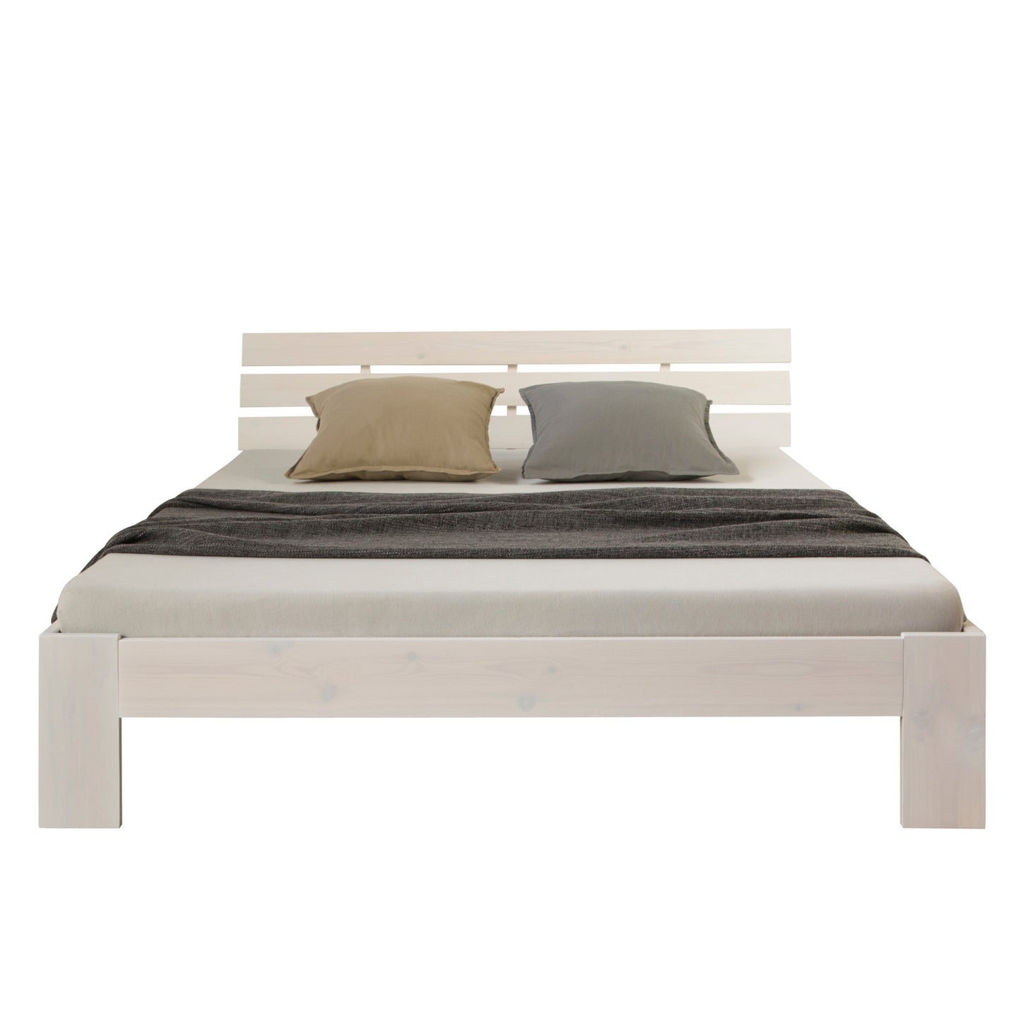 Doppelbett mit Matratze und Lattenrost 120x200 Bett Weiss Kiefer Massiv Holzbett