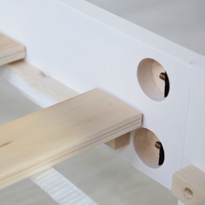 Doppelbett mit Matratze und Lattenrost 120x200 Bett Weiss Kiefer Massiv Holzbett