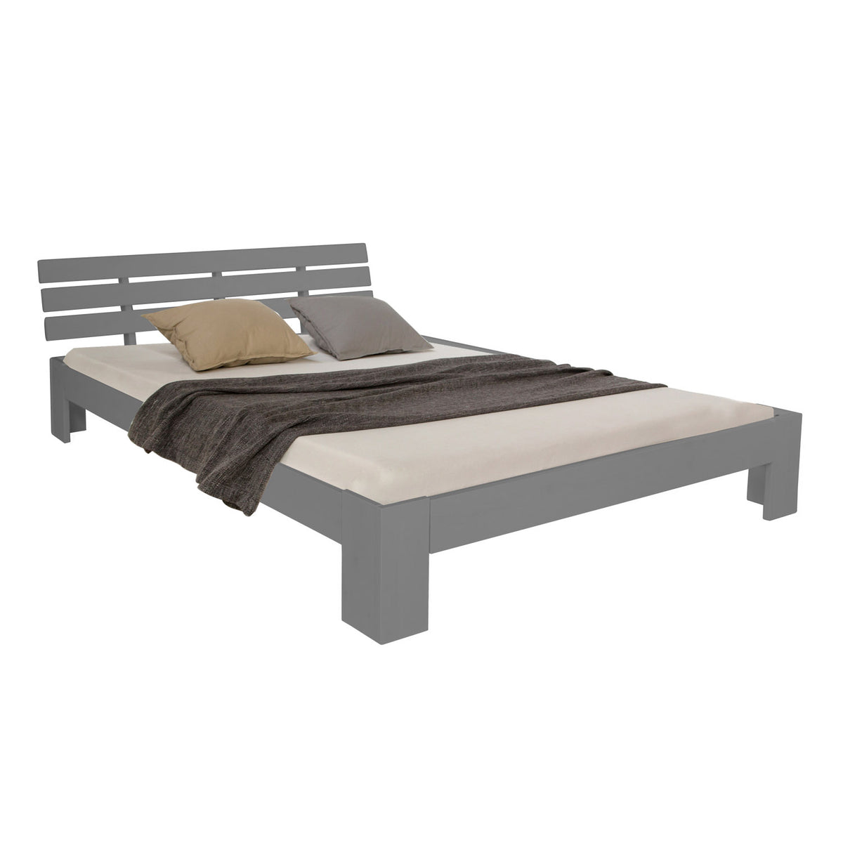 Holzbett mit Matratze und Lattenrost 120x200 Bett Grau