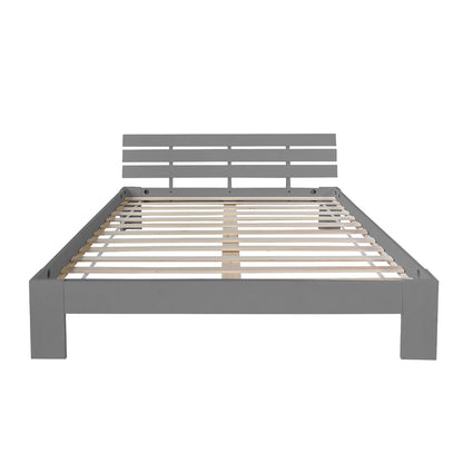 Holzbett mit Matratze und Lattenrost 140x200 Grau