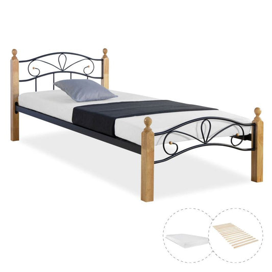 Metallbett mit Matratze Lattenrost 90x200 cm