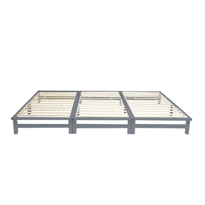 Familienbett 270x200 cm Grau | Maxi Palettenbett XXL | mit Lattenrost | Holz | auch einzeln stellbar