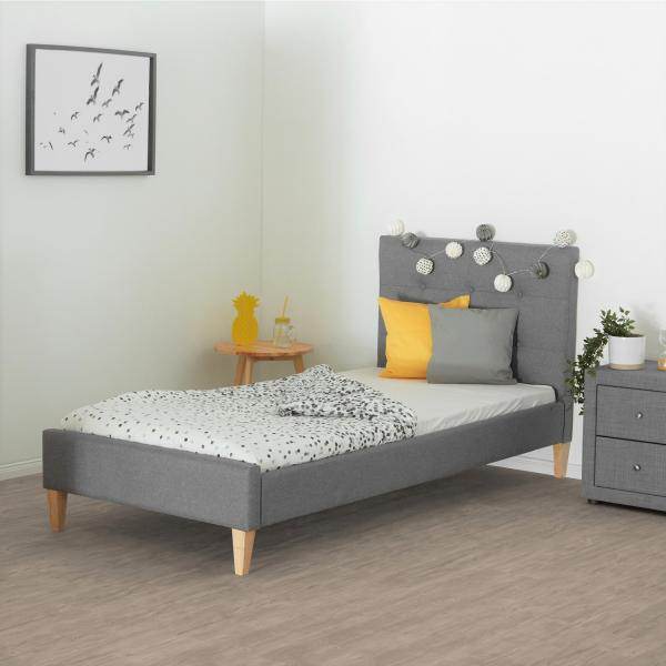 Polsterbett mit Matratze 90x200 Lattenrost Doppelbett Bett Grau - Palo24