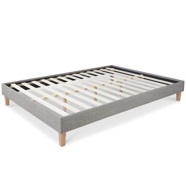 Polsterbett mit Matratze 140x200 Lattenrost Bett Grau - Palo24