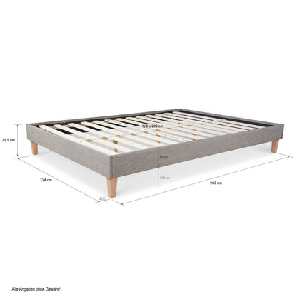 Polsterbett 120x200 cm Grau | Futonbett | mit Lattenrost | mit Matratze
