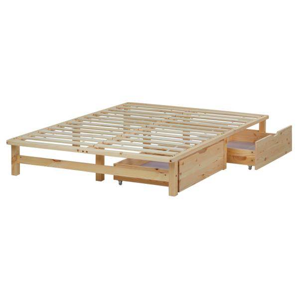 Palettenbett 140x200 cm mit Bettkasten 2er Set Lattenrost Holzbett Natur - Palo24