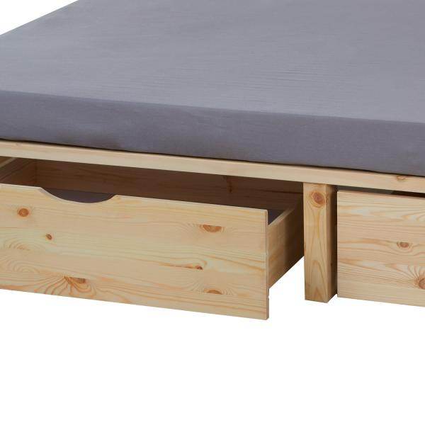Palettenbett 140x200 cm mit Bettkasten 2er Set Lattenrost Holzbett Natur - Palo24