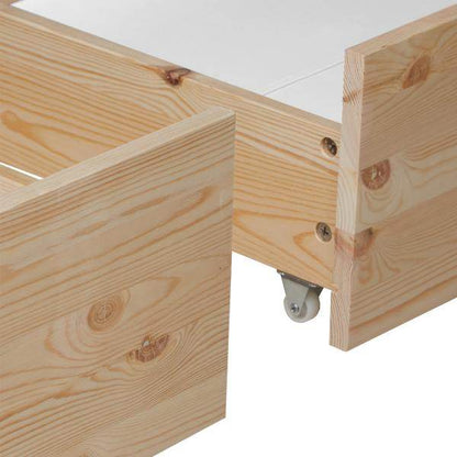 Palettenbett 140x200 cm mit Bettkasten 2er Set Lattenrost Holzbett Natur - Palo24