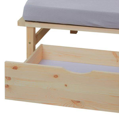 Palettenbett 140x200 cm mit Bettkasten 2er Set Lattenrost Holzbett Natur - Palo24