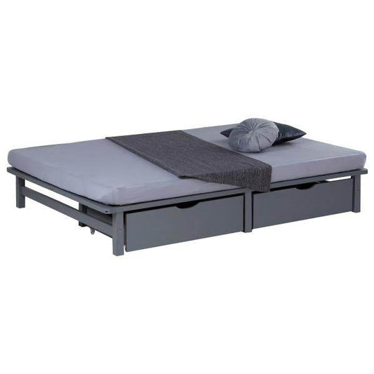 Palettenbett 140x200 cm mit Bettkasten 2er Set Lattenrost Holzbett - Palo24