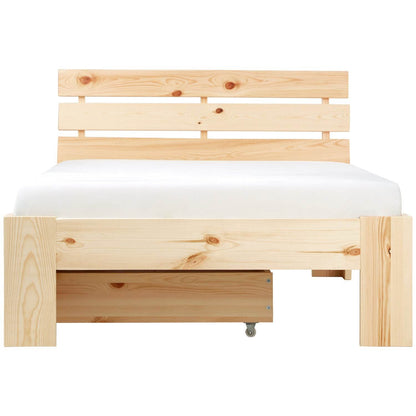 Holzbett mit Bettkasten 90x200 Futonbett Natur Kiefer Massivholz - Palo24