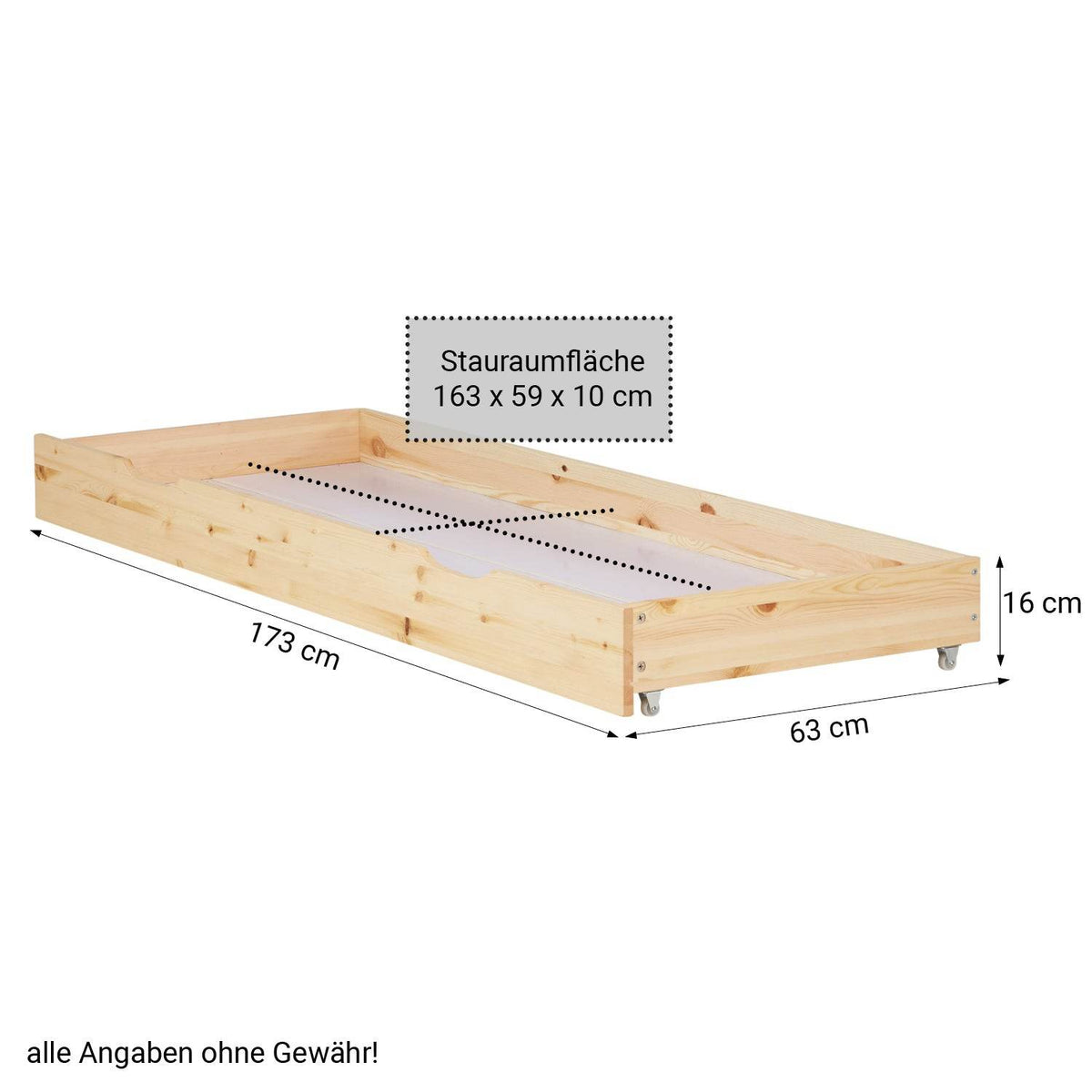 Holzbett mit Bettkasten 90x200 Futonbett Natur Kiefer Massivholz - Palo24