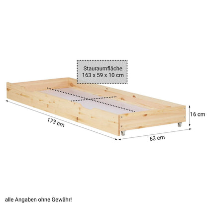 Holzbett mit Bettkasten 90x200 Futonbett Natur Kiefer Massivholz - Palo24