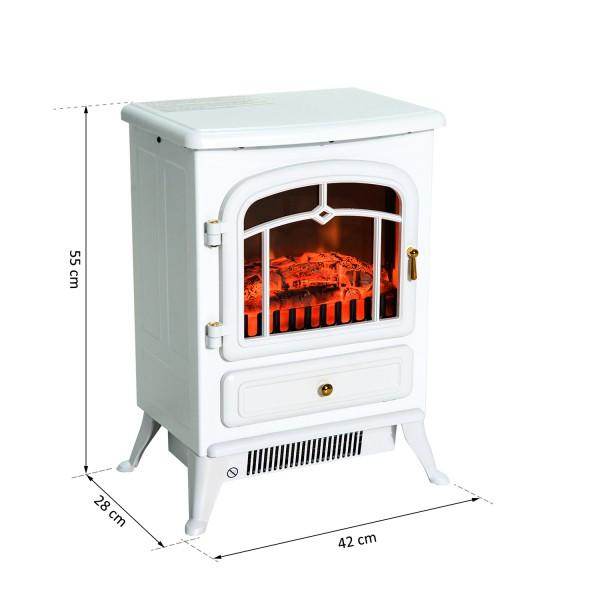 Elektrokamin Kaminofen Metall Glas Weiss - Palo24