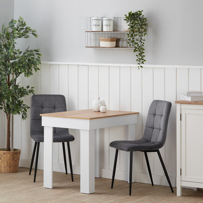 Polsterstuhl Samt Grau | 2er Set | ohne Armlehnen | Küche Esszimmer Büro
