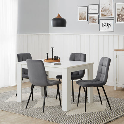 Polsterstuhl Samt Grau | 2er Set | ohne Armlehnen | Küche Esszimmer Büro