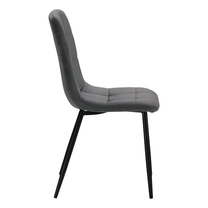 Polsterstuhl Samt Grau | 2er Set | ohne Armlehnen | Küche Esszimmer Büro