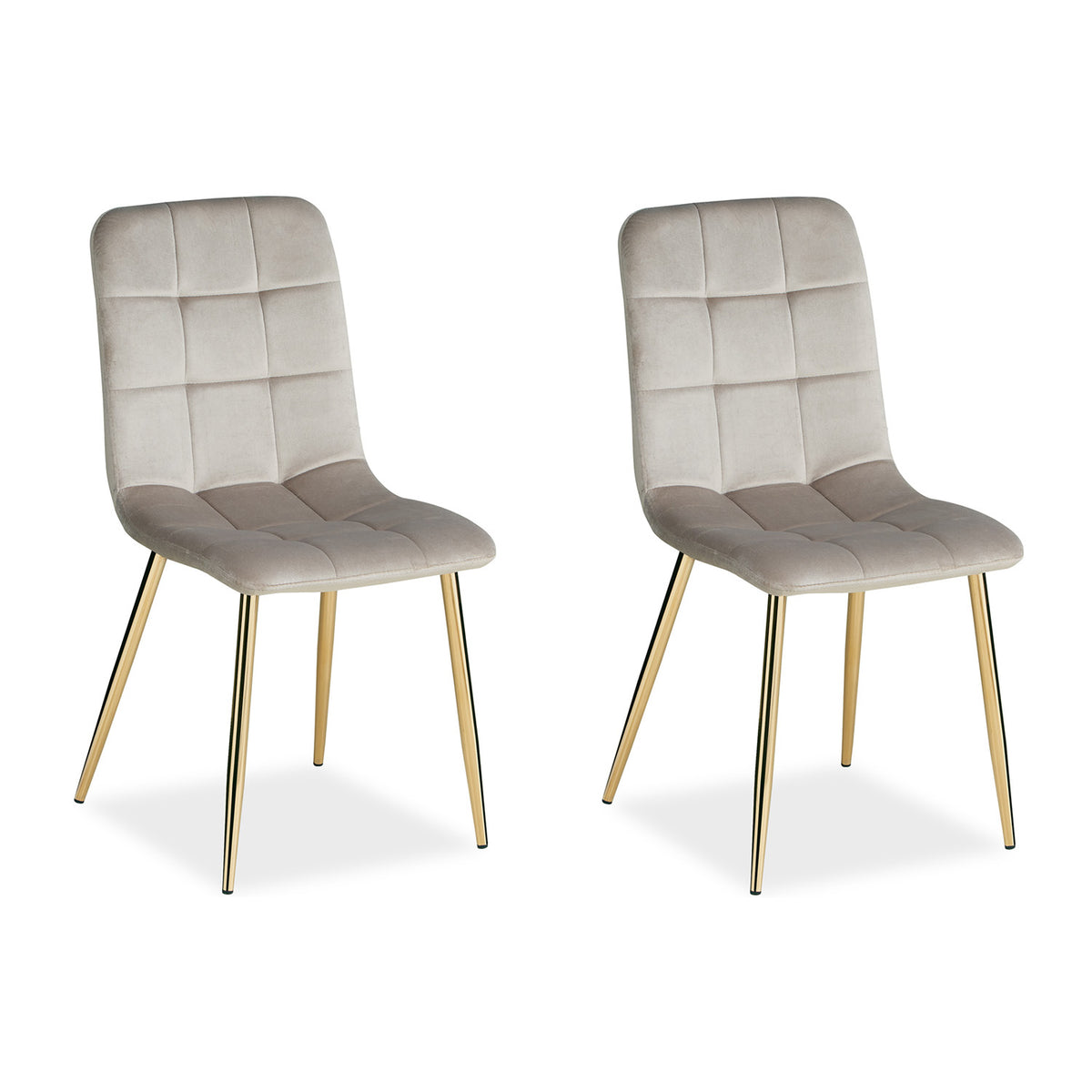 Polsterstuhl Samt Creme | 2er Set | goldene Beine | Küche Esszimmer Büro