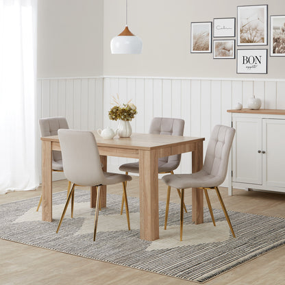 Polsterstuhl Samt Creme | 2er Set | goldene Beine | Küche Esszimmer Büro