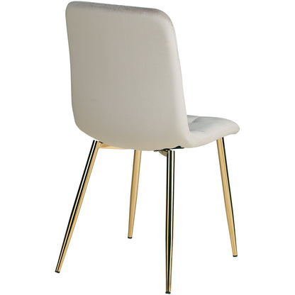 Polsterstuhl Samt Creme | 2er Set | goldene Beine | Küche Esszimmer Büro