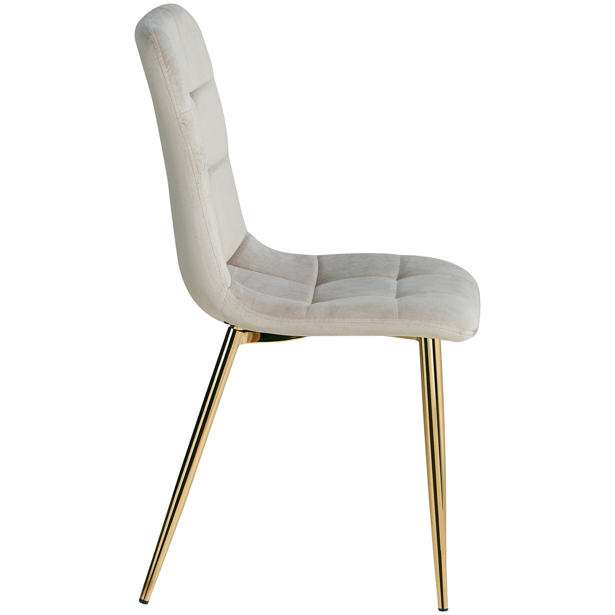 Polsterstuhl Samt Creme | 2er Set | goldene Beine | Küche Esszimmer Büro