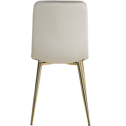 Polsterstuhl Samt Creme | 4er Set | goldene Beine | Küche Esszimmer Büro