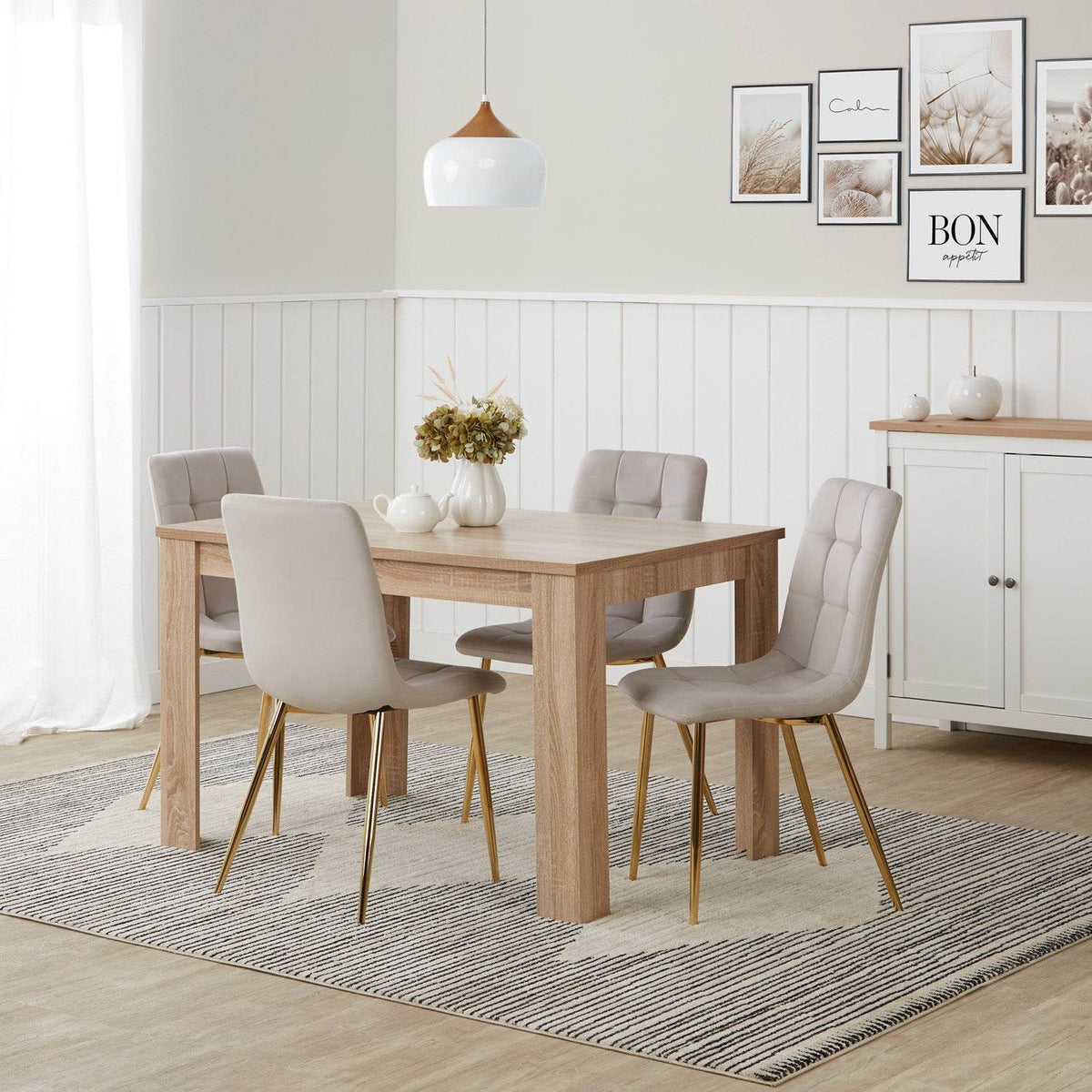 6er Set Esszimmerstuhl Creme Polsterstuhl Wohnzimmerstühle - Palo24