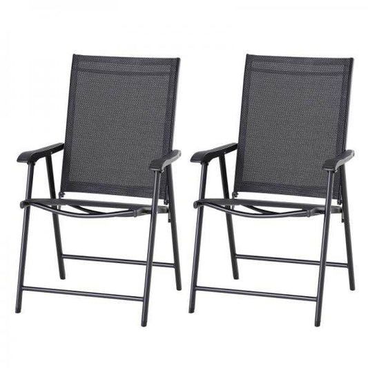 Klappstuhl mit Armlehne 2er Set Campingstuhl Angelstuhl Faltstuhl Metall Schwarz - Palo24