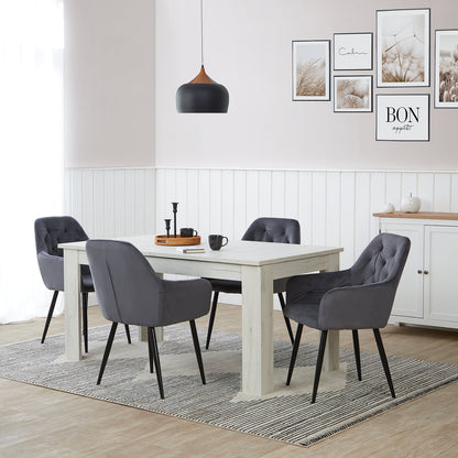 Polsterstuhl Samt Grau | 2er Set | mit Armlehnen | Küche Esszimmer Büro