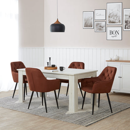 Polsterstuhl Samt Braun | 6er Set | mit Armlehnen | Küche Esszimmer Büro