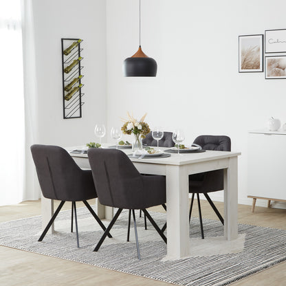 Polsterstuhl Leinen Anthrazit | 6er Set | mit Armlehnen | Küche Esszimmer Büro