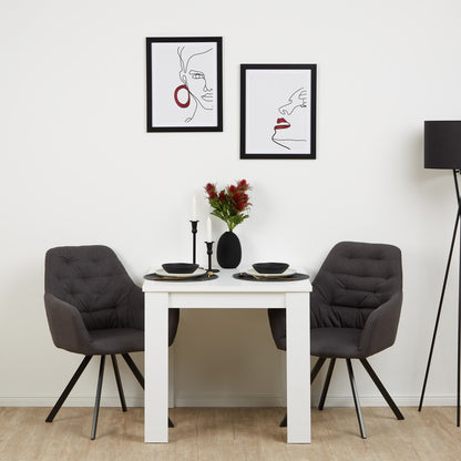 Polsterstuhl Leinen Anthrazit | 6er Set | mit Armlehnen | Küche Esszimmer Büro